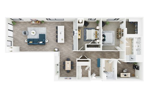 Floor plan for 2 beds, 2 baths, 1820 sqft